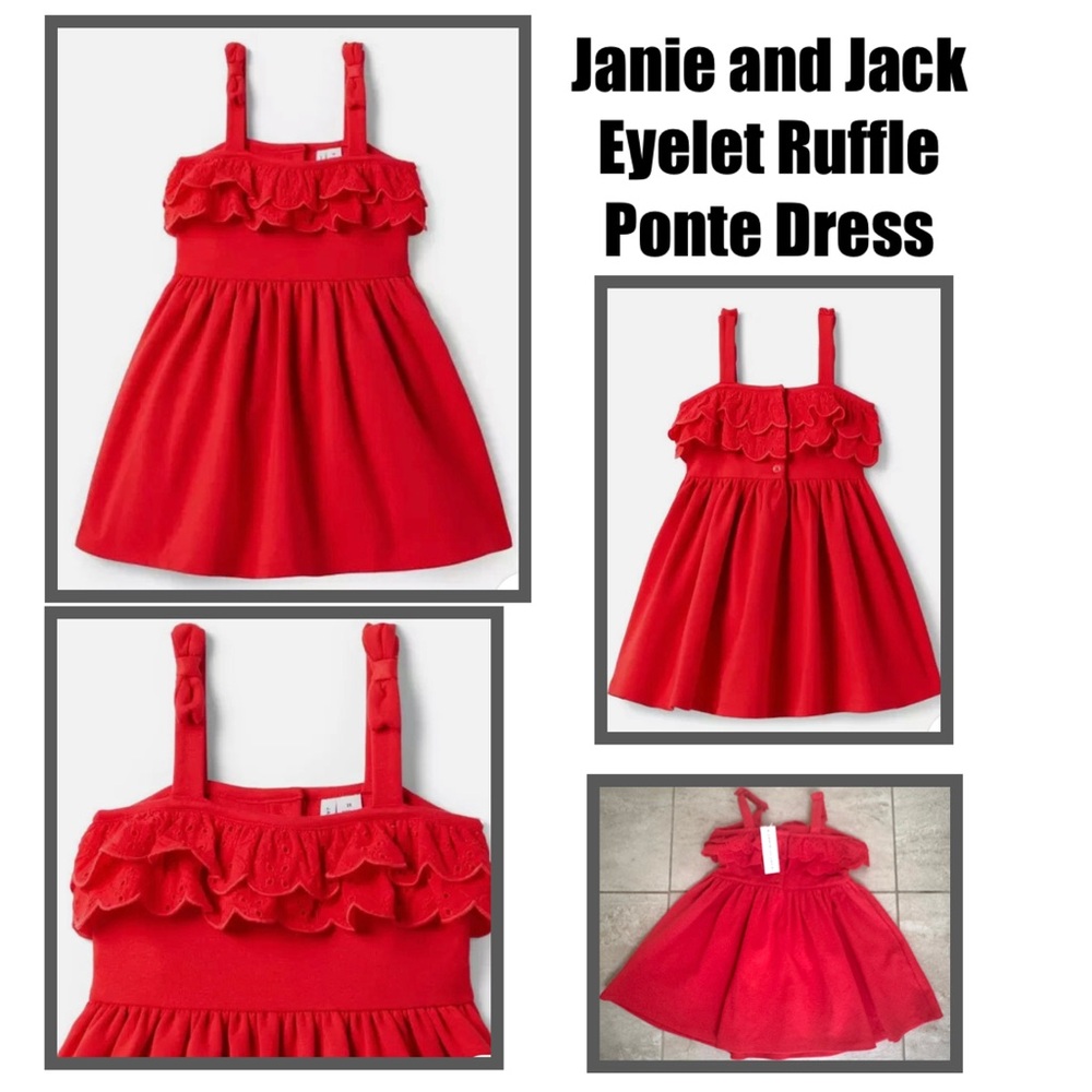 Janie and Jack Eyelet Ruffle Ponte Dress